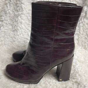 Rachel Zoe  Maya Deep Mahogany Croc-Embossed Faux leather Platform Boots lSZ8.5